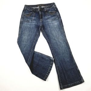 KIKIT Jean Size 12 Blue Distressed Embroidery